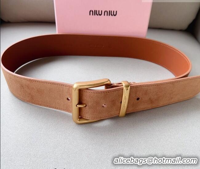Well Crafted Miu Miu Suede Wide Belt 5cm 0113 Camel Brown/Gold