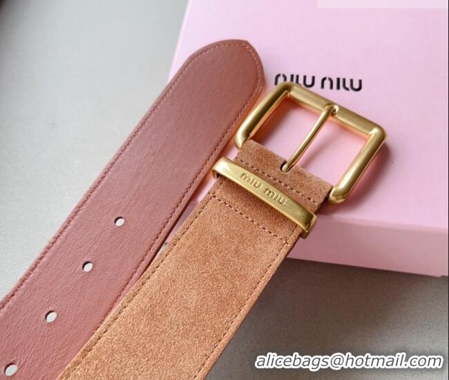 Well Crafted Miu Miu Suede Wide Belt 5cm 0113 Camel Brown/Gold