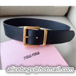 Reasonable Price Miu Miu Leather Wide Belt 5cm 0113 Black/Gold