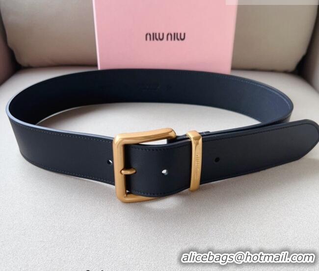 Reasonable Price Miu Miu Leather Wide Belt 5cm 0113 Black/Gold