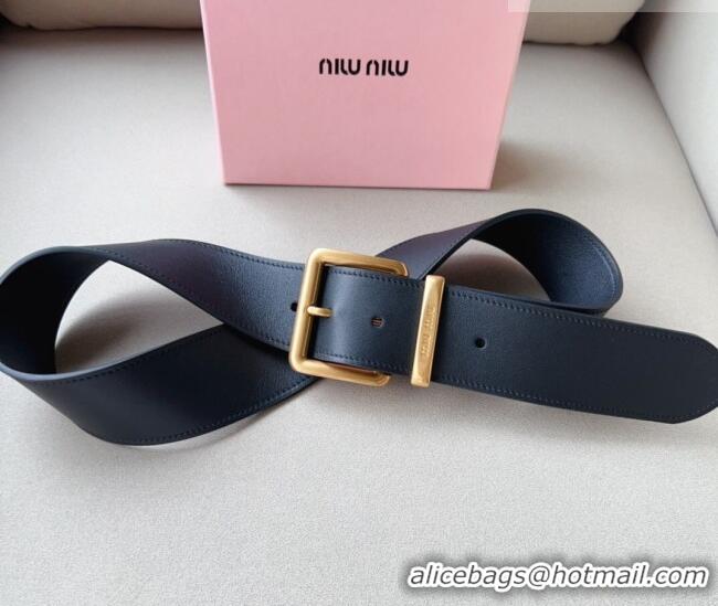 Reasonable Price Miu Miu Leather Wide Belt 5cm 0113 Black/Gold