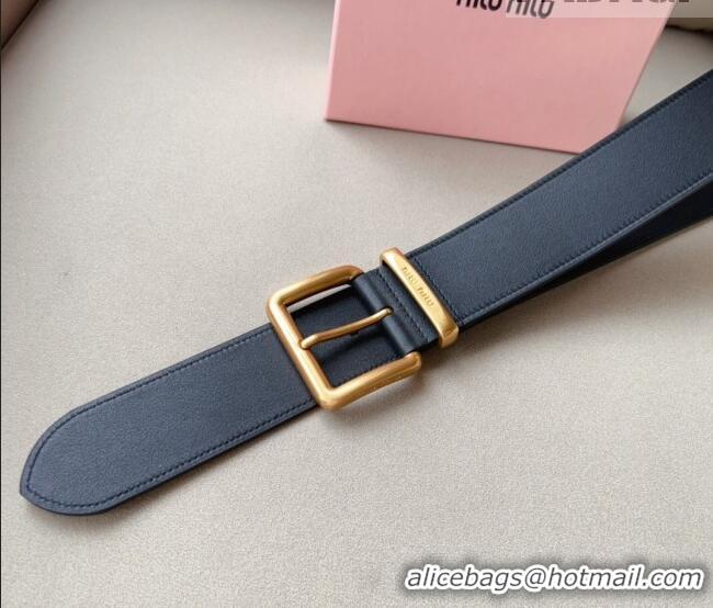 Reasonable Price Miu Miu Leather Wide Belt 5cm 0113 Black/Gold