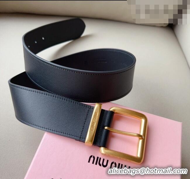 Reasonable Price Miu Miu Leather Wide Belt 5cm 0113 Black/Gold