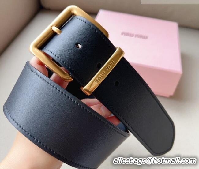 Reasonable Price Miu Miu Leather Wide Belt 5cm 0113 Black/Gold