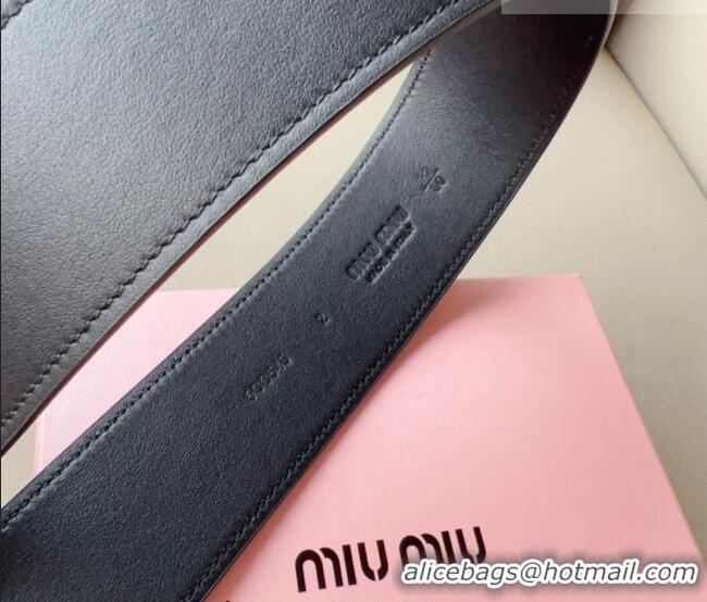 Reasonable Price Miu Miu Leather Wide Belt 5cm 0113 Black/Gold
