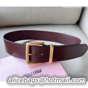 Buy Fashionable Miu Miu Leather Wide Belt 5cm 0113 Burgundy/Gold