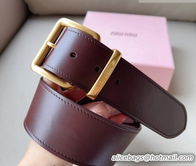 Buy Fashionable Miu Miu Leather Wide Belt 5cm 0113 Burgundy/Gold