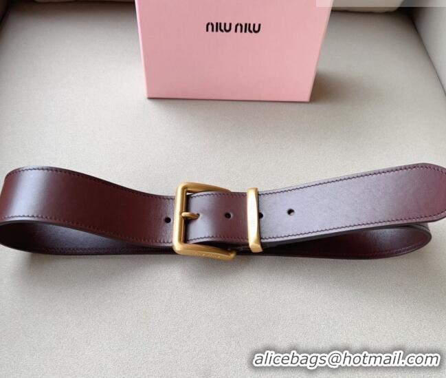 Buy Fashionable Miu Miu Leather Wide Belt 5cm 0113 Burgundy/Gold