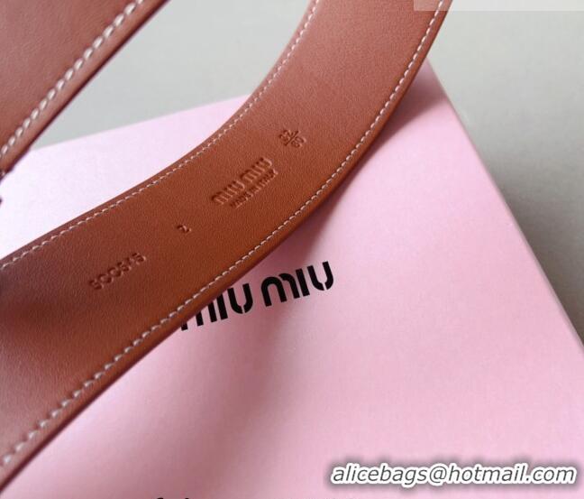 Top Quality Miu Miu Leather Wide Belt 5cm 0113 Brown/Gold