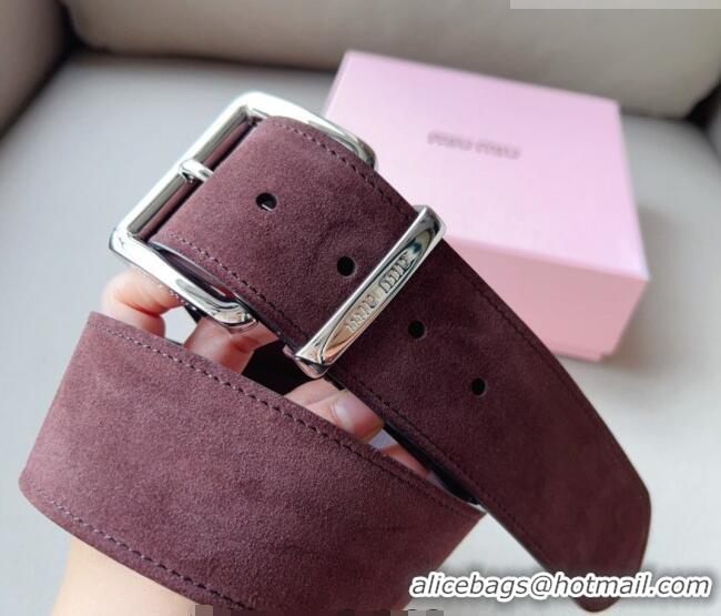 Well Crafted Miu Miu Suede Wide Belt 5cm 0113 Purple/Silver