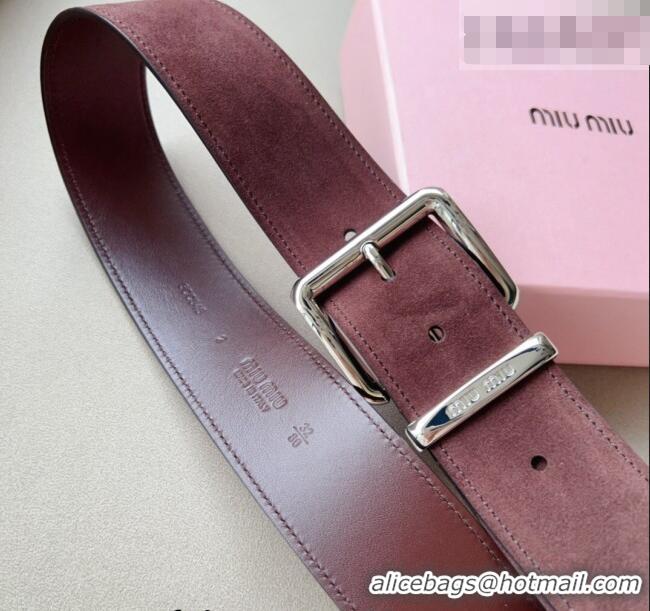 Well Crafted Miu Miu Suede Wide Belt 5cm 0113 Purple/Silver
