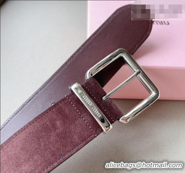 Well Crafted Miu Miu Suede Wide Belt 5cm 0113 Purple/Silver
