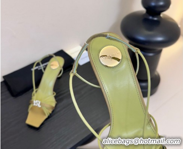 Top Design Saint Laurent Jerry Heel Sandals 8cm in Satin with Strap Green 2026 SL022403