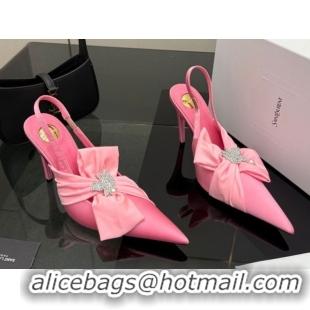 Perfect Saint Laurent Dove Slingback Pumps 10.5cm in Satin with Bow Light Pink 2026 SL022404