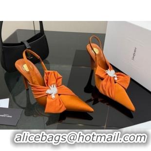Best Price Saint Laurent Dove Slingback Pumps 10.5cm in Satin with Bow Orange 2026 SL022404