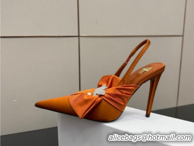 Best Price Saint Laurent Dove Slingback Pumps 10.5cm in Satin with Bow Orange 2026 SL022404