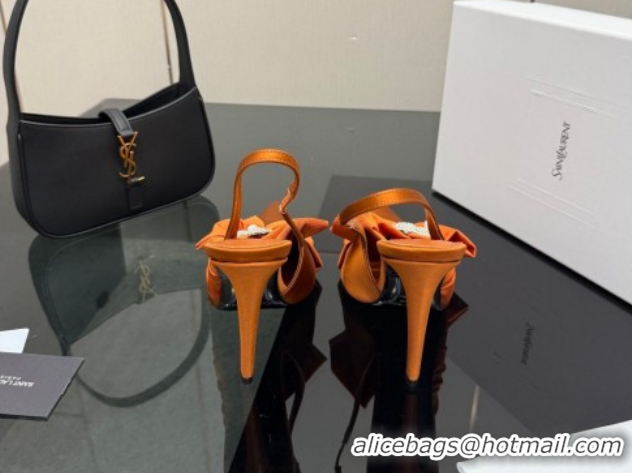 Best Price Saint Laurent Dove Slingback Pumps 10.5cm in Satin with Bow Orange 2026 SL022404