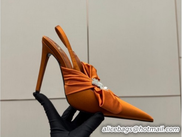 Best Price Saint Laurent Dove Slingback Pumps 10.5cm in Satin with Bow Orange 2026 SL022404