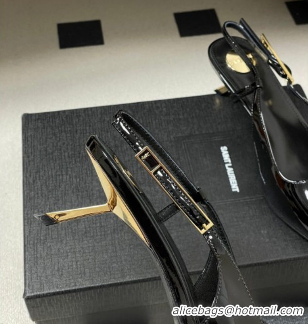 Good Product Saint Laurent Lee Slingback Pumps 5.5cm with Buckle in Patent Leather Black 2026 799704 