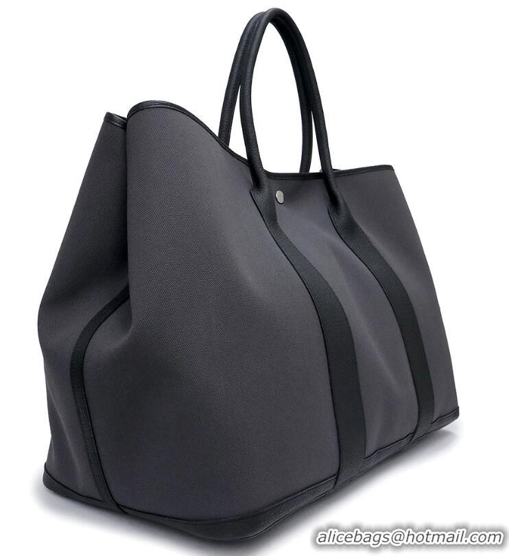 Top Quality Hermes Canvas Garden Party 49cm Voyage Bag H59787 Black/Grey