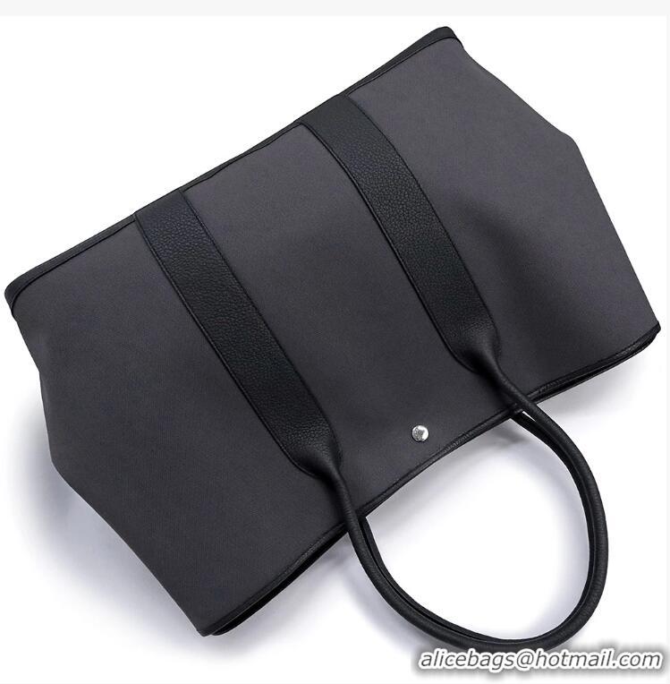 Top Quality Hermes Canvas Garden Party 49cm Voyage Bag H59787 Black/Grey