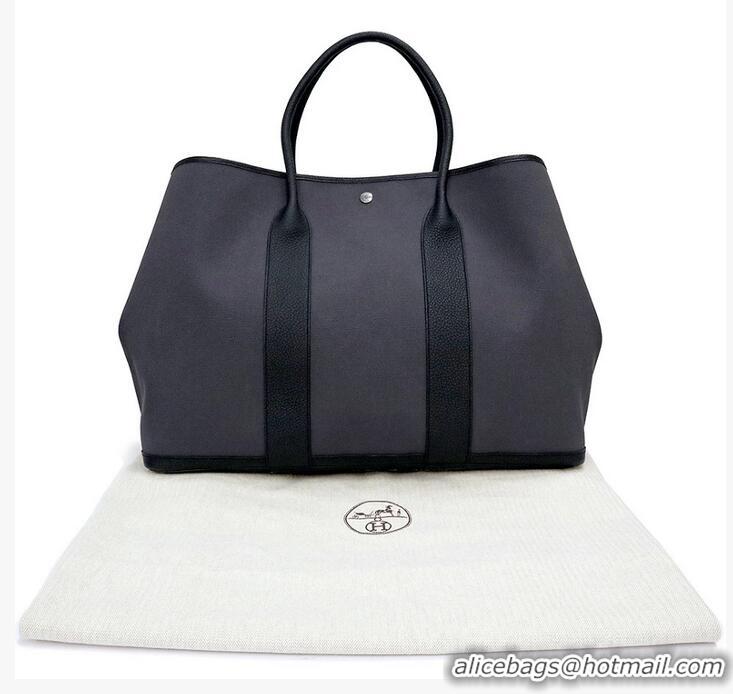 Top Quality Hermes Canvas Garden Party 49cm Voyage Bag H59787 Black/Grey