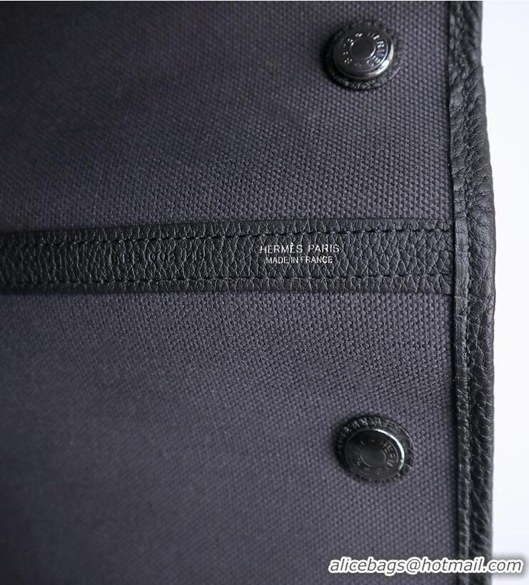Top Quality Hermes Canvas Garden Party 49cm Voyage Bag H59787 Black/Grey