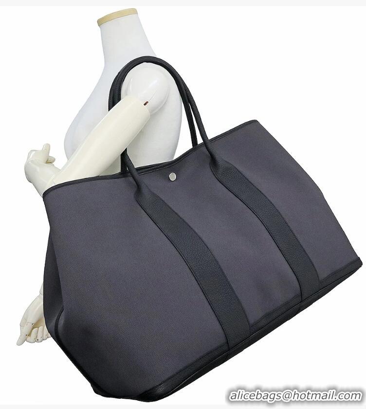 Top Quality Hermes Canvas Garden Party 49cm Voyage Bag H59787 Black/Grey
