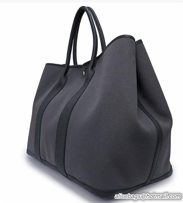 Top Quality Hermes Canvas Garden Party 49cm Voyage Bag H59787 Black/Grey