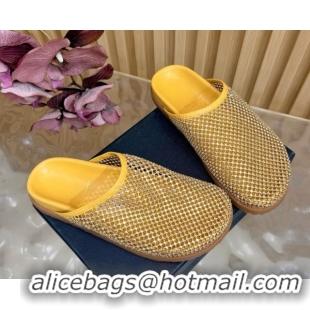 Top Grade Saint Laurent Strass Mesh Mules Yellow 2026 SL022406