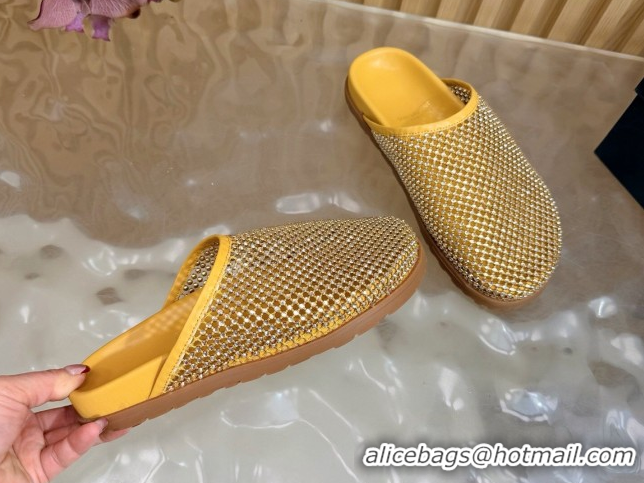 Top Grade Saint Laurent Strass Mesh Mules Yellow 2026 SL022406