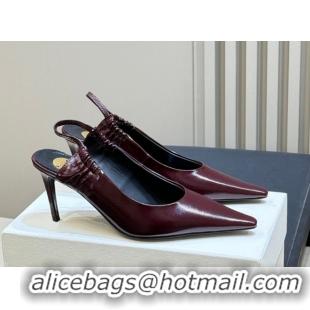 Good Product Saint Laurent ANNE-MARIE Slingbacks Pump 7.5cm in Shiny Leather Burgundy 2026 841183