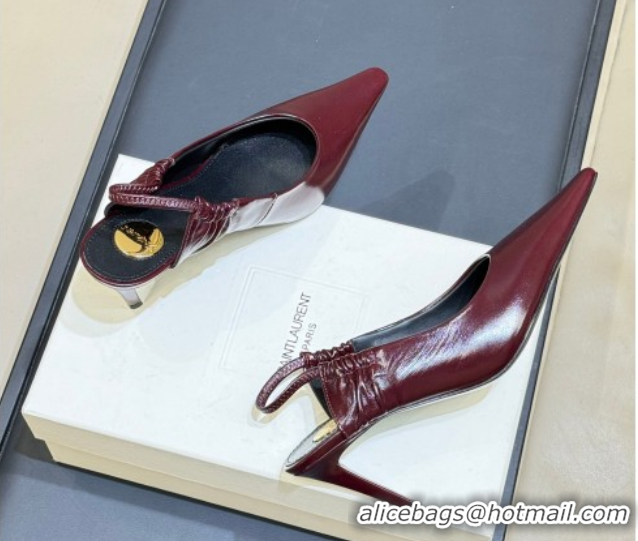 Good Product Saint Laurent ANNE-MARIE Slingbacks Pump 7.5cm in Shiny Leather Burgundy 2026 841183