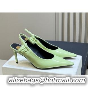 Good Looking Saint Laurent ANNE-MARIE Slingbacks Pump 7.5cm in Shiny Leather Green 2026 841183