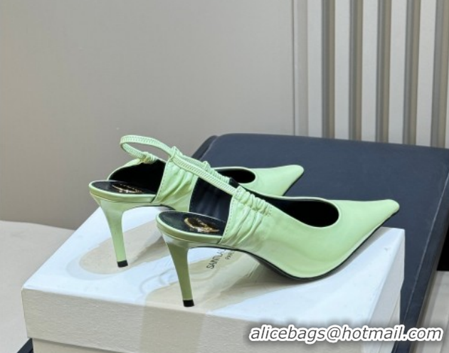 Good Looking Saint Laurent ANNE-MARIE Slingbacks Pump 7.5cm in Shiny Leather Green 2026 841183