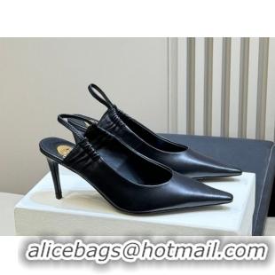 2222Shop Duplicate Shop Duplicate Saint Laurent ANNE-MARIE Slingbacks Pump 7.5cm in Smooth Leather Black 2026 841183Blac