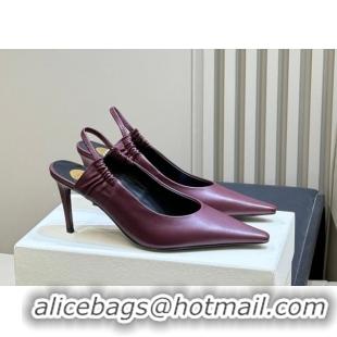 Most Popular Saint Laurent ANNE-MARIE Slingbacks Pump 7.5cm in Smooth Leather Burgundy 2026 841183