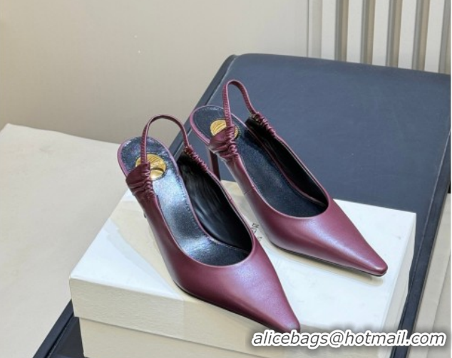 Most Popular Saint Laurent ANNE-MARIE Slingbacks Pump 7.5cm in Smooth Leather Burgundy 2026 841183