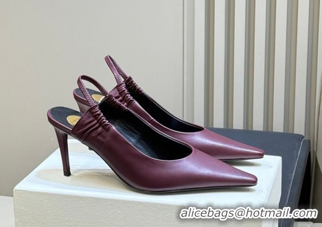 Most Popular Saint Laurent ANNE-MARIE Slingbacks Pump 7.5cm in Smooth Leather Burgundy 2026 841183