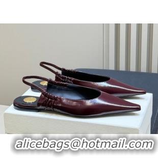 Charming Saint Laurent ANNE-MARIE Slingbacks Flats in Shiny Leather Burgundy 2026 841183