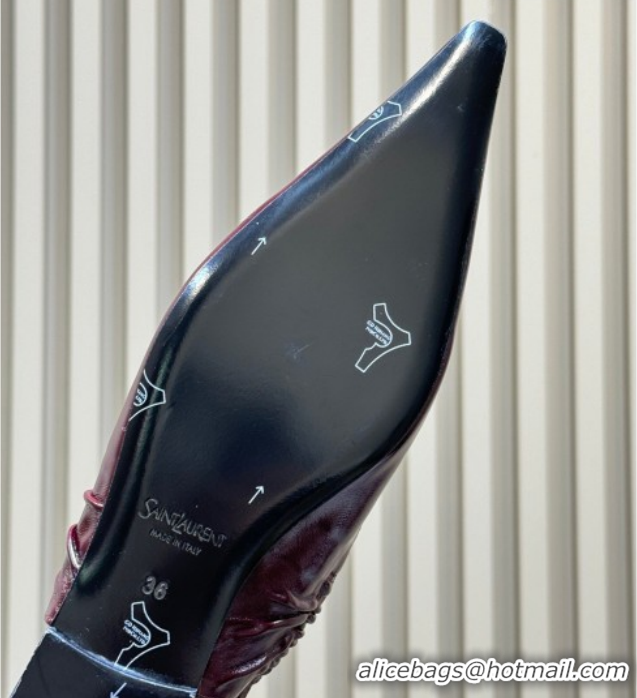 Charming Saint Laurent ANNE-MARIE Slingbacks Flats in Shiny Leather Burgundy 2026 841183