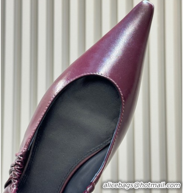 Charming Saint Laurent ANNE-MARIE Slingbacks Flats in Shiny Leather Burgundy 2026 841183