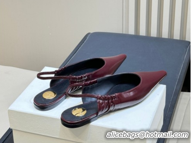 Charming Saint Laurent ANNE-MARIE Slingbacks Flats in Shiny Leather Burgundy 2026 841183