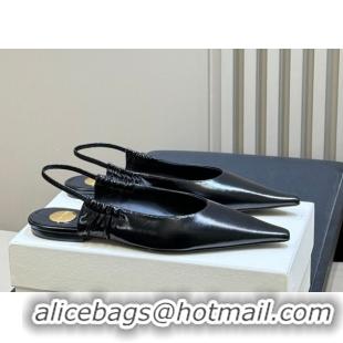 Hot Style Saint Laurent ANNE-MARIE Slingbacks Flats in Shiny Leather Black 2026 841183