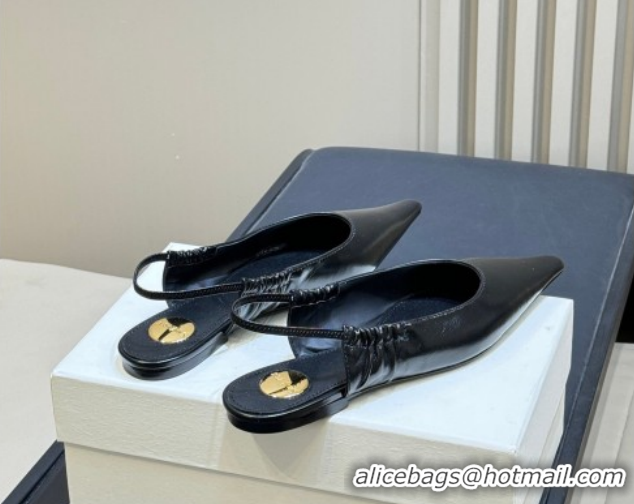 Hot Style Saint Laurent ANNE-MARIE Slingbacks Flats in Shiny Leather Black 2026 841183