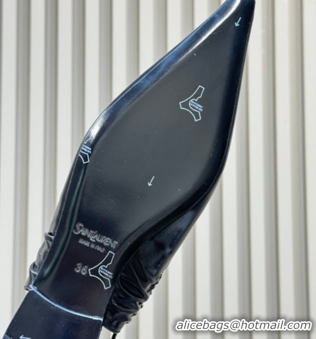 Hot Style Saint Laurent ANNE-MARIE Slingbacks Flats in Shiny Leather Black 2026 841183