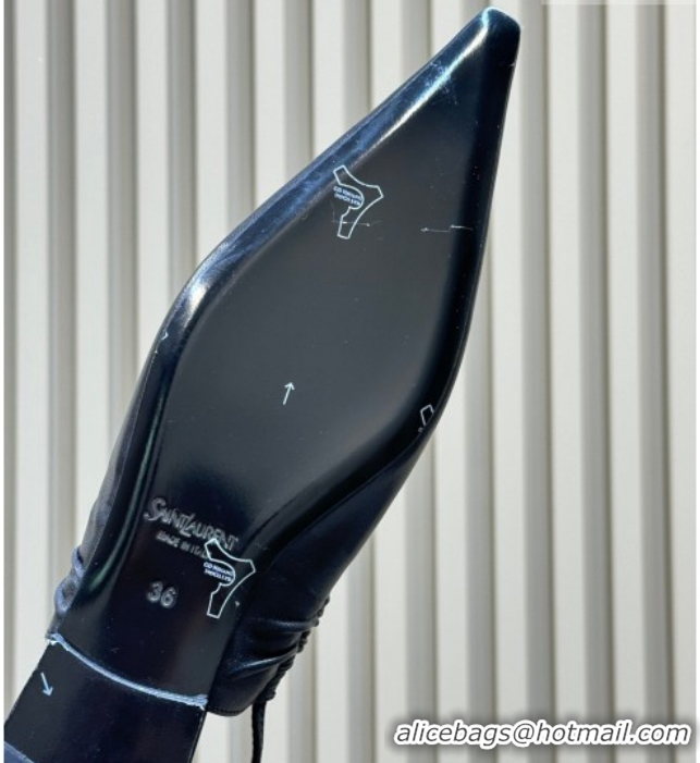 Low Cost Saint Laurent ANNE-MARIE Slingbacks Flats in Smooth Leather Black 2026 841183