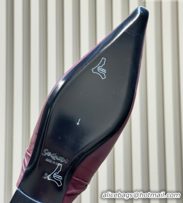Grade Saint Laurent ANNE-MARIE Slingbacks Flats in Smooth Leather Burgundy 2026 841183