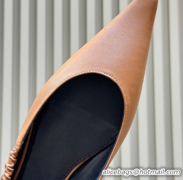 Best Grade Saint Laurent ANNE-MARIE Slingbacks Flats in Smooth Leather Brown 2026 841183