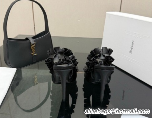 Grade Quality Saint Laurent MADELEINE Slingbacks Pump 10.5cm in Silk Taffeta Black2 2026 867272